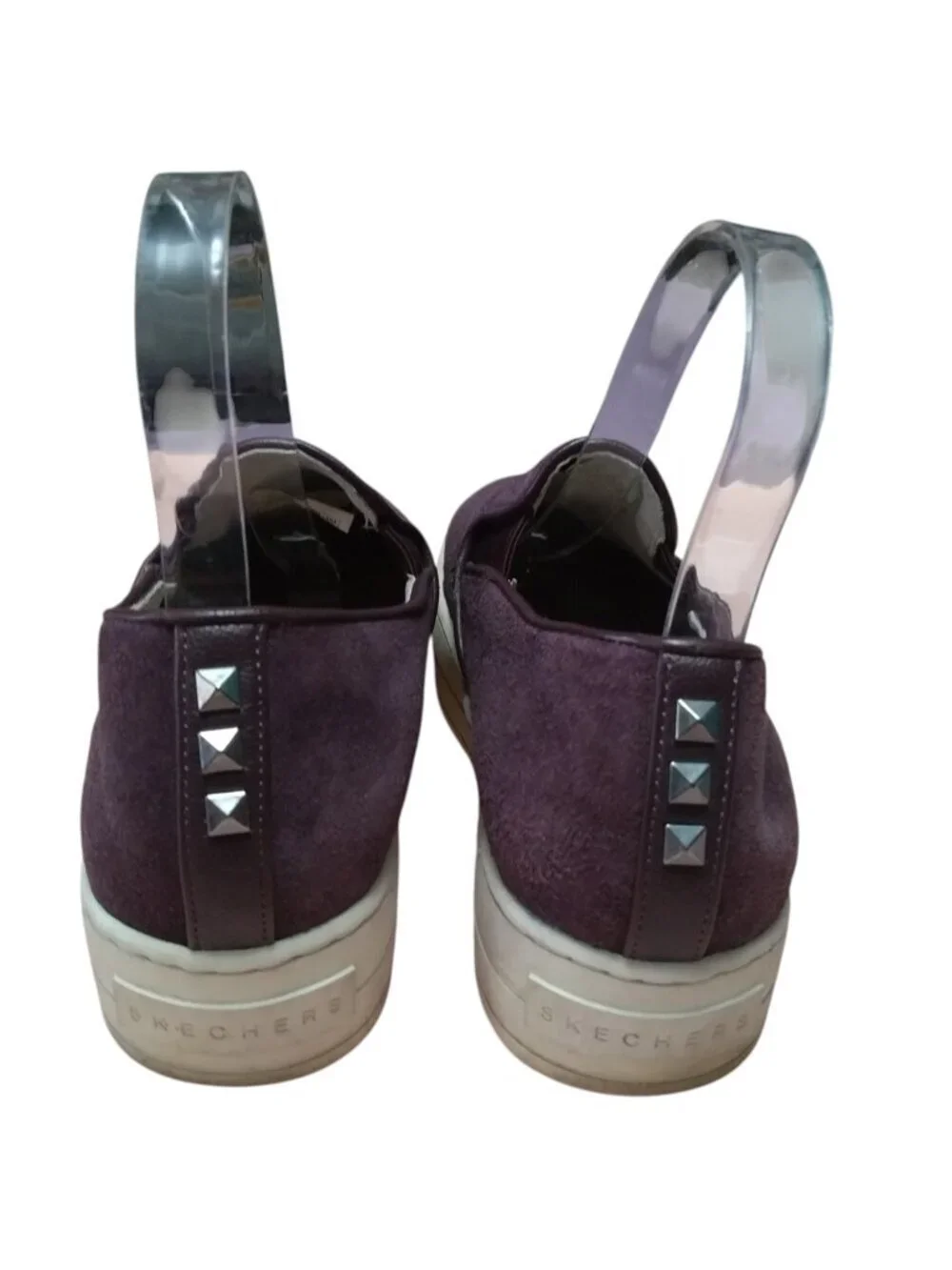 Skechers Street Rise Fit Women's Size 7 Plum Suede Platform Studded Slip On Shoe